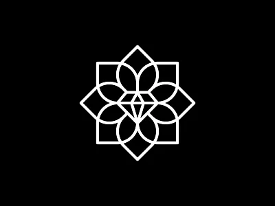 Diamond Flower brand identity branding diamond flower icon jewelry logo logomark lotus mandala mark minimalist symbol vector