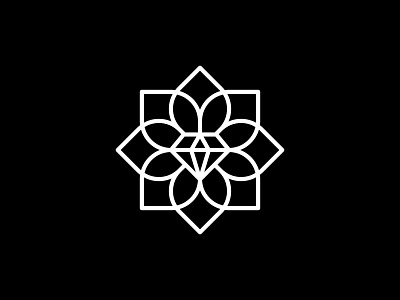 Diamond Flower brand identity branding diamond flower icon jewelry logo logomark lotus mandala mark minimalist symbol vector