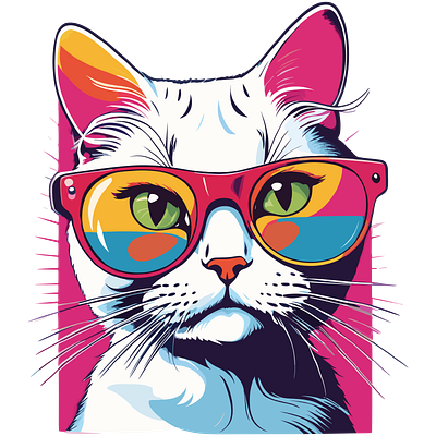 Vintage Pop Art Cat animal cat colorful graphic design iluustration pop art retro vintage