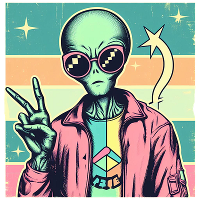 Vintage Pride Alien alien colorful graphic design illustration pride retro vector vintage