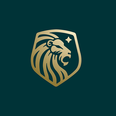 Lion Shield Logo animal elegant gold golden lion luxury mascot modern premium royal shield wild