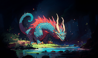 Blue River Dragon graphic design illustration product design
