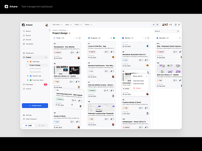 Arkane - Task management dashboard clean dashboard management minimalist project saas task ui ui ux