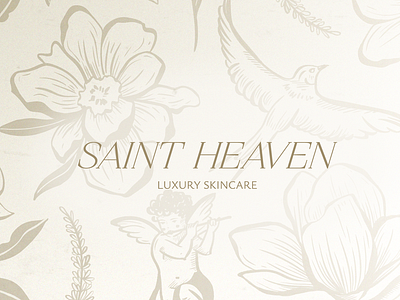 Saint Heaven - Skincare Brand angels branding cherub graphic design heaven heavenly illustration logo pattern skincare