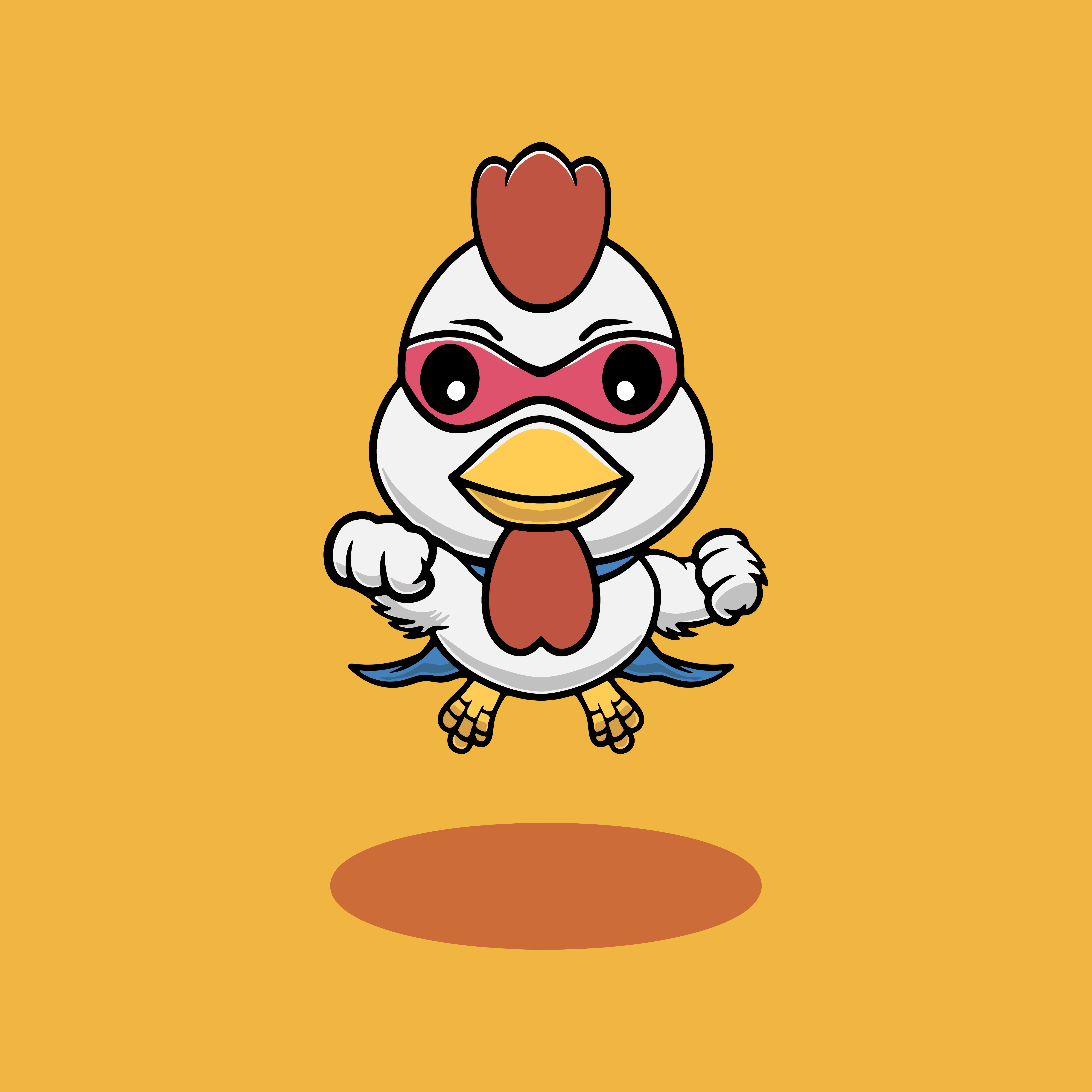 Cute chicken is a hero cartoon illustration adorable