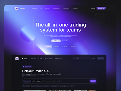 Landing page - Dark UI blur clean dark dark theme dark ui design hero interface landing linear minimal product design saas ui ui design ux ux design web web design webpage