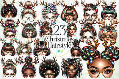 Christmas Hairstyle graphic design