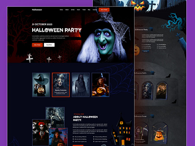 Halloween Party Event landing Page branding halloween halloween landing page landing page ui user interface web design