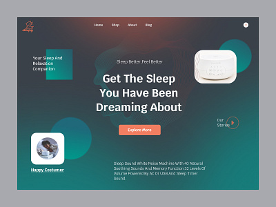 White Noise Sound Machine design graphic design herobanner herosection typography ui ui design uiux ux design web website website design wellness