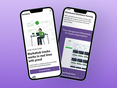 Workahub - Responsive Design employee time tracking employee tracking figma mobile app mockup prototype responsive design time tracking time tracking application ui user friendly interface ux ux design