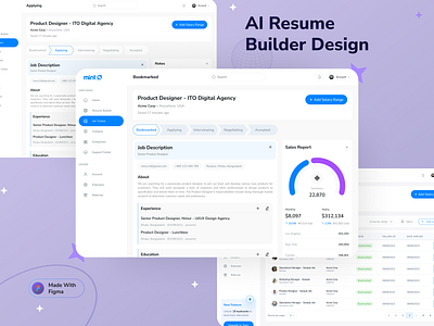 AI Resume Builder Job Tracker Dashboard Design ai website artificial intelligence software ui design