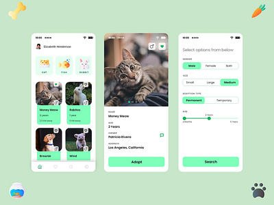 Pet Adaption APP UI Concept cat app ui design dog app ui design pet adaption app pet app ui design ui ux design