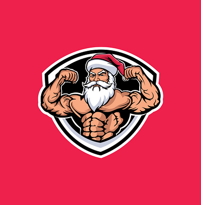 Gym Santa Mascot Logo gym santa mascot santa santa santa bodybilder santa cartoon santa design santa icon santa mascot santa vector