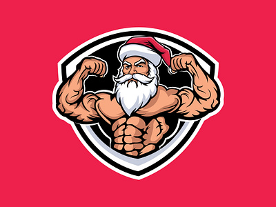 Gym Santa Mascot Logo gym santa mascot santa santa santa bodybilder santa cartoon santa design santa icon santa mascot santa vector