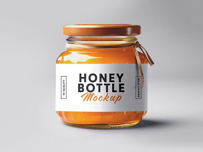 Honey Jar Glass Bottle Mockup premium
