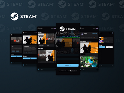 Steam Mobile Simple redesign figma gaming graphic design steam ui ux