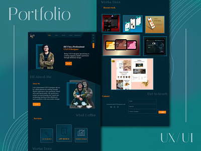 UX/UI Portfolio Design behance collectui landing page design portfolio portfolio website ui ui design uiux ux uxui design website design