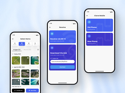 Smart Switch — Data transferring options app design application blue data transfer figma file sharing app file transfer file transferring app mobile app design mobile app designer mobile application mobileapp photo product design purple ui uidesign user interface ux uxdesign