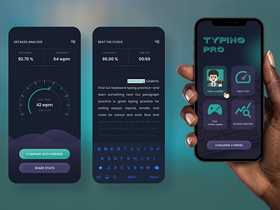 Typing Pro App UI Design Concept app design typing app design typing app ui design typing pro app typing pro design ui design 2024 ui ux design 2024