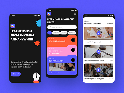 English Platform App design english learning mobile app ui