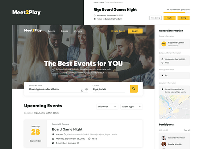 Meet2Play - The Best Events for YOU design event events home page landing ui ux web web design