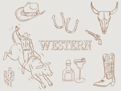 Illustration Set graphic design illustration western