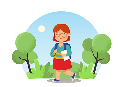 Illustration for a children's book with a walking girl book illustration childrens book illustration cute cute girl design fairytale graphic design illustration postcard poster poster design print design vector walking