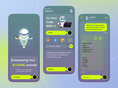 AI Coding Mobile App ai app android app animation design figma ios app mobile app ui user interface ux