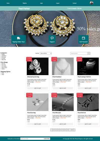 Pearl Jewellery shop website wordpress