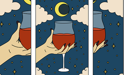Tarot Card The Wine Cartoon Illustration magic card