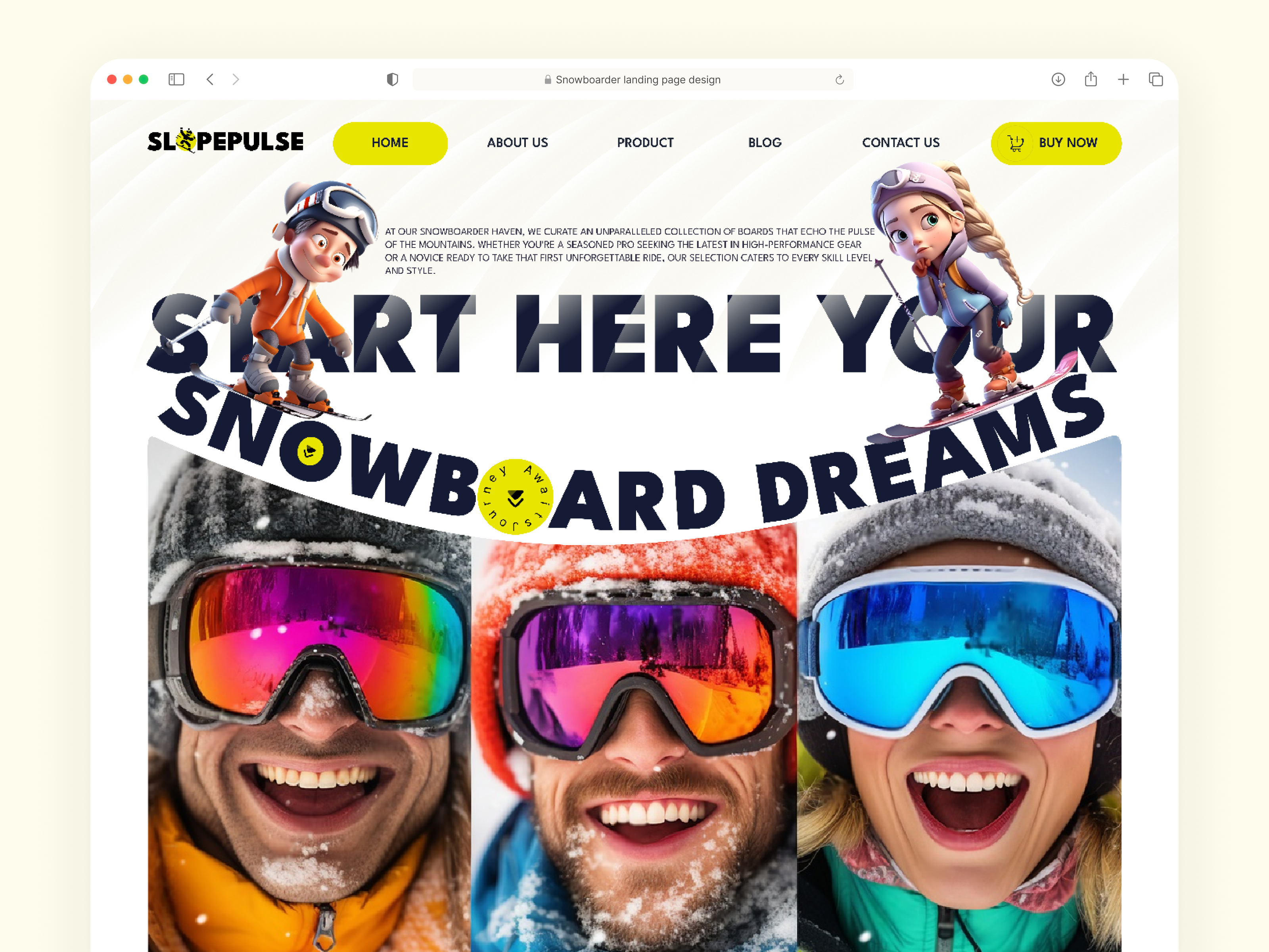 Slope Pulse : Snowboarding Website Concept 3d adventure animation backbencher studio christmas clean ecommerce extreme sports figma illustration jump landing page product simple skateboard snow snowboard lifestyle ui vector winter sports