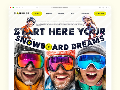 Slope Pulse : Snowboarding Website Concept 3d adventure animation backbencher studio christmas clean ecommerce extreme sports figma illustration jump landing page product simple skateboard snow snowboard lifestyle ui vector winter sports