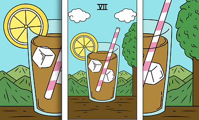 Tarot Card The Iced Tea Cartoon Illustration magic card