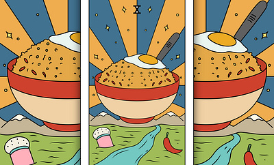 Tarot Card The Fried Rice Cartoon Illustration magic card