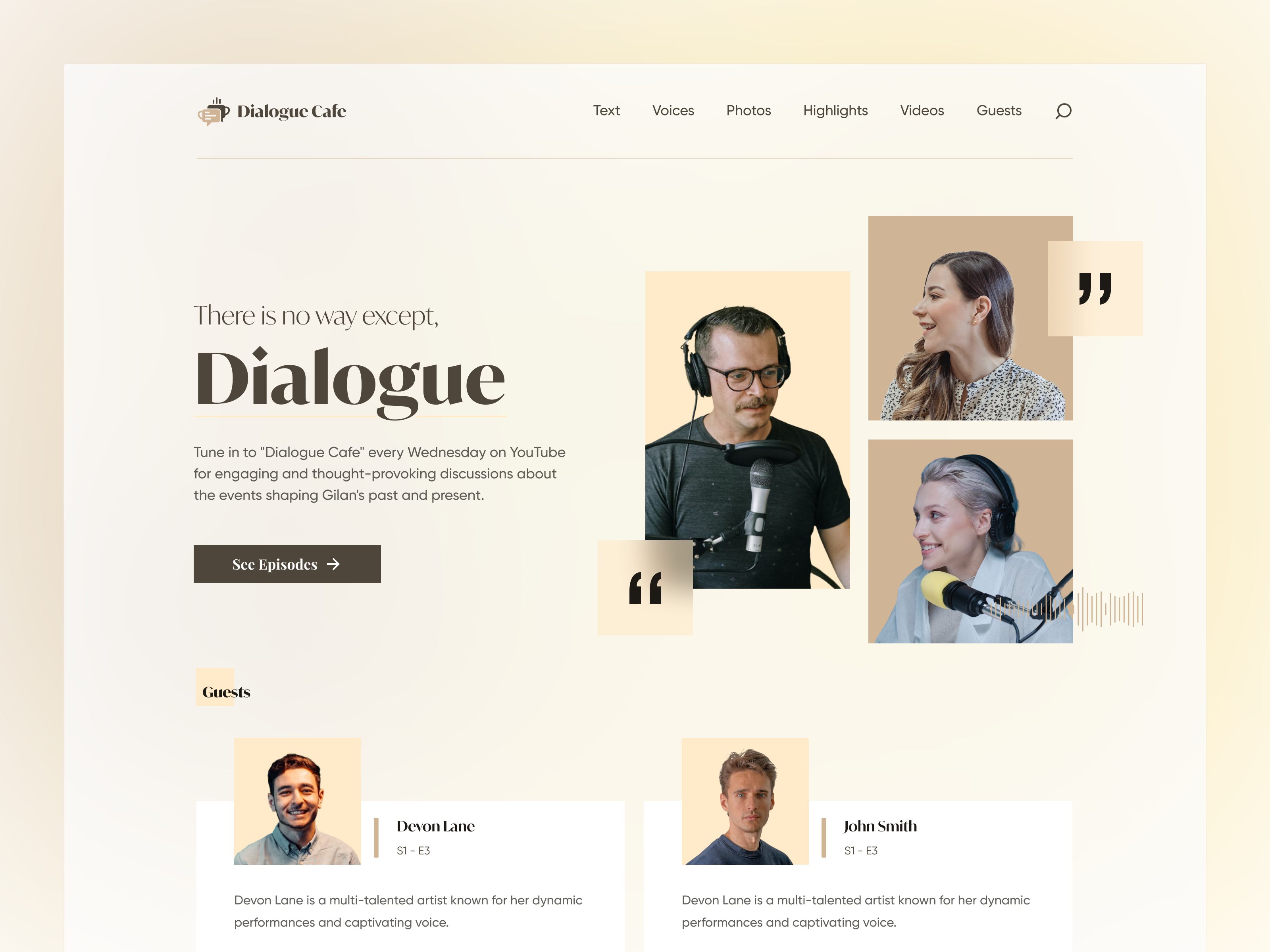 Dialogue Cafe Website bento clean landing landing page minimal podcast sharp ui ui design uiux us website