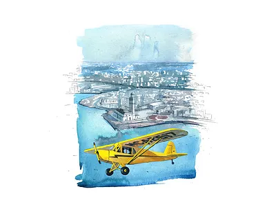 Illustration for magazine "Morocco" aquarelle art city cityscape illustration morocco nature plain sketch urban illustration watercolor watercolour