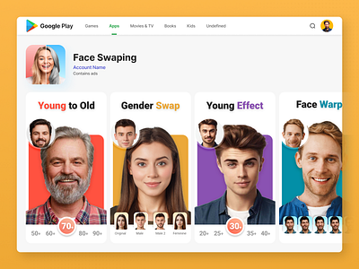 Face Swapping Screenshot Design app design appstore branding face swap app graphic design mobile app motion graphics playstore screenshot design ui ui design