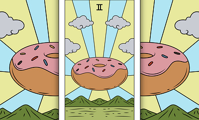 Tarot Card The Donut Cartoon Illustration magic card