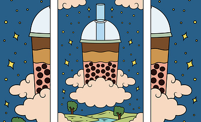 Tarot Card The Boba Cartoon Illustration magic card