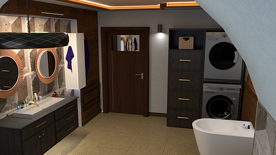 Bathroom rendered in Vray (photo 1) 3d bath bathroom design graphic design laufen sketchup toilet vray wooden interior