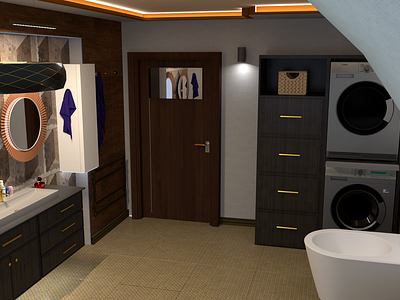 Bathroom rendered in Vray (photo 1) 3d bath bathroom design graphic design laufen sketchup toilet vray wooden interior