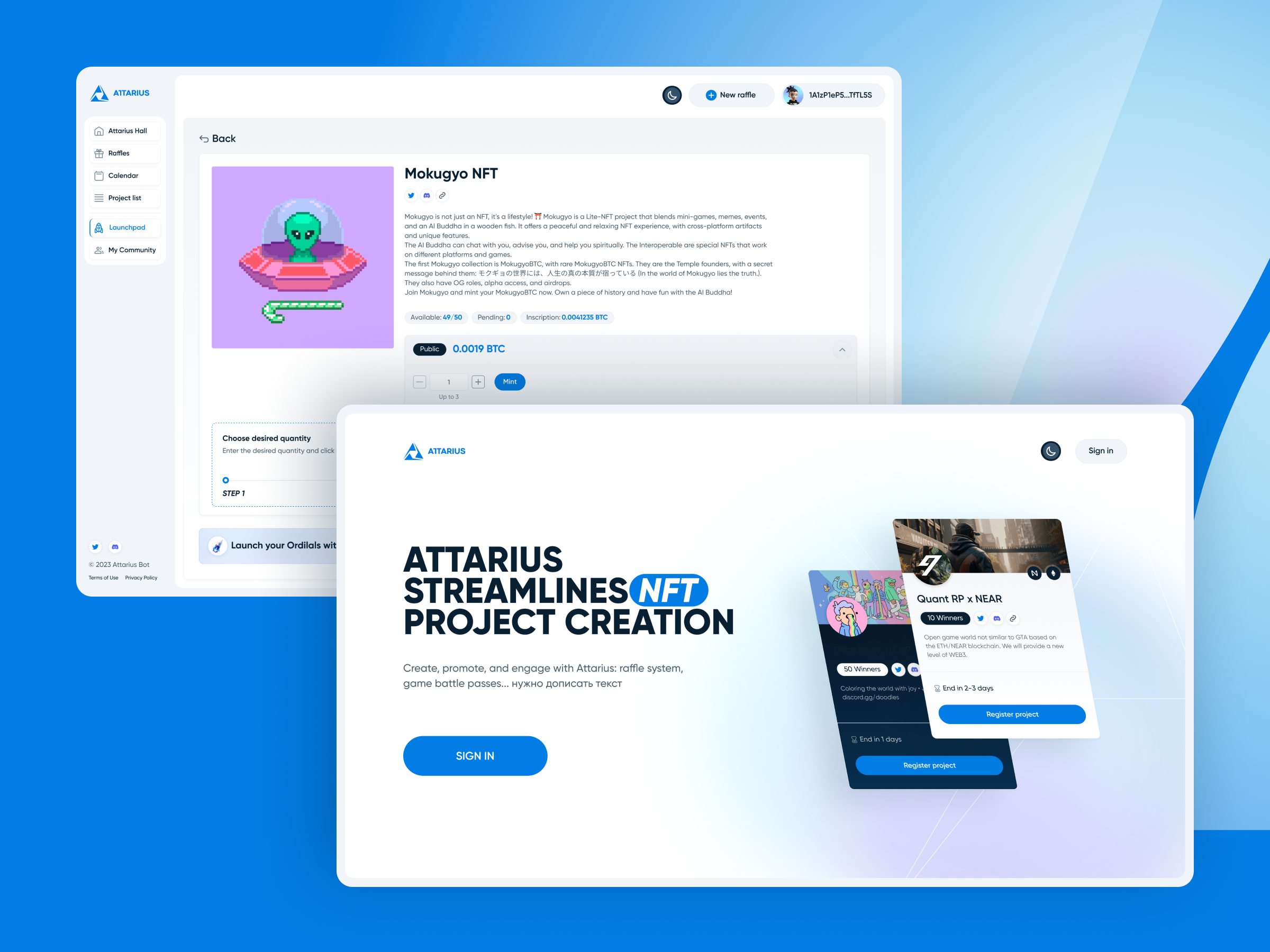 Attarius NFT Dashboard dashboard design digital game nft ui ux