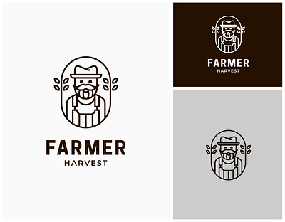 Farmer Old Man Line Art Logo art branding design design logo drawing farm farmer graphic design harvest illustration inspiration line art logo logo design logos man minimalist old man outline portrait