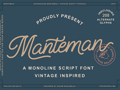 Manteman - Monoline Script Font display font