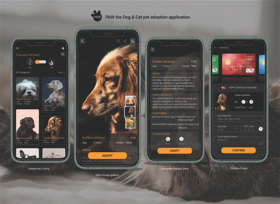 PAW Pet Adoption APP Design app ui 2024 dog care app pet adoption app pet care app ui design 2024