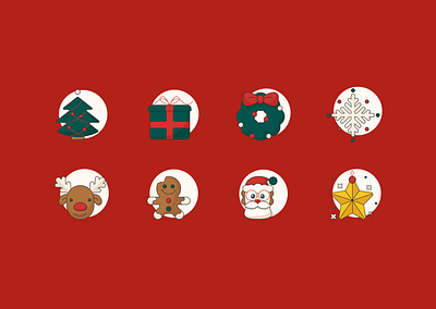 Christmas icon collection christmas icon present santa star