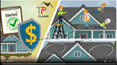 TMP Claims Hail Demage Services 2d advertising animated video animation branding cartoon character company damage design digital marketing hail illustration marketing motion graphics roof services vector video vyond