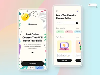 Online Courses App 3d animation art branding digitaldesign flatdesign graphic design icon illustration innovationsync logo mobile motion graphics nft online learning product design typography ui vector webdesign