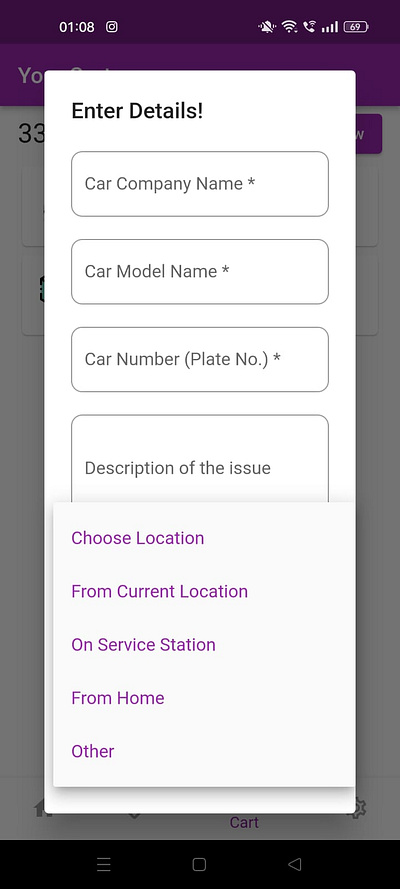 Car Service Booking Application android applications car repair services design development services flutter ios mobile application uiux
