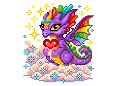 Little dragon animal character clouds design digital dragon dragon illustration graphicdesign holiday illustration illustration art pixel pixel art pixelart pixelartist pixels snowflakes ui